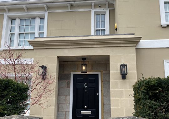 Cast Stone Portico with Ashlar cut rendering Cheltenham